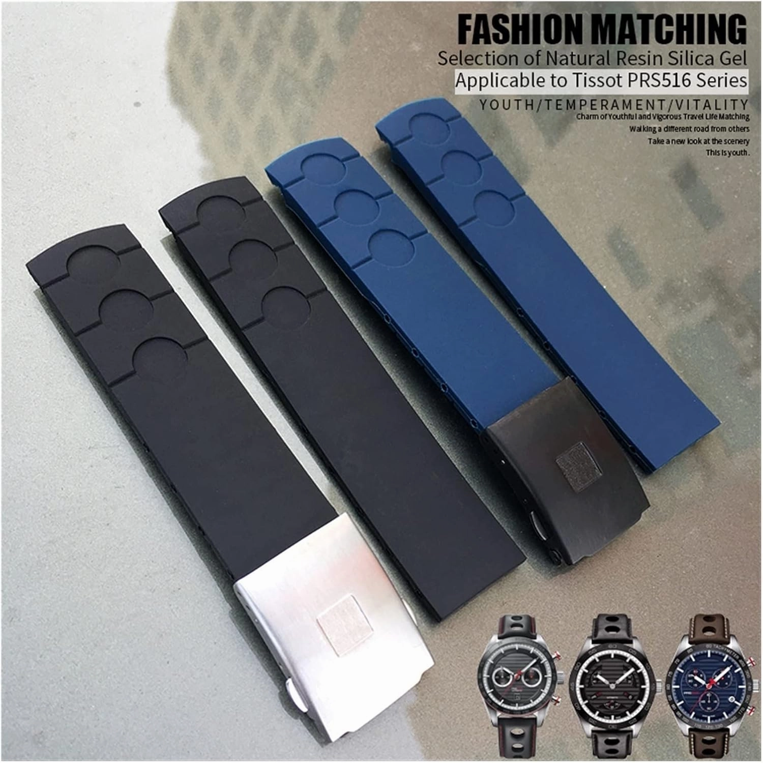 20mm Rubber Silicone Waterproof Watch Strap Band For Sports Racing PRS516 T100417 T91 T044 T021 blue Bracelet Accessories