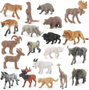 21PCS Mini Wild Animals Figurines Toys Set Savanna Jungle Animals Figures Mini Party Favor Cake Topper South Africa Zoo Animals Toys for Kids