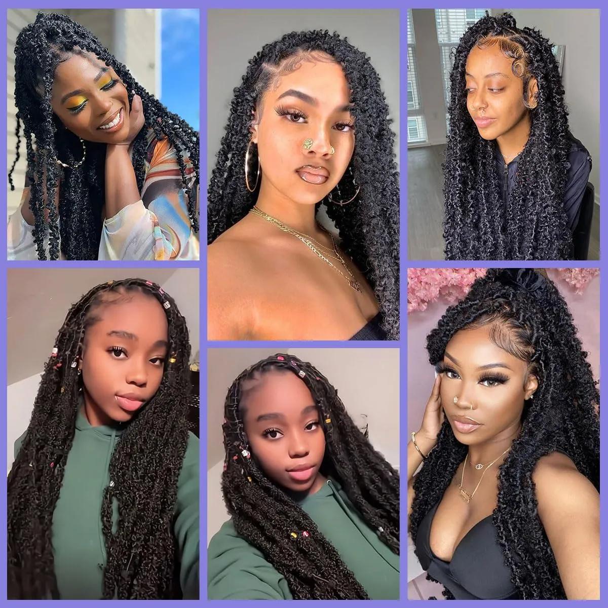 24 inch 6 Packs Distressed Butterfly Locs Crochet Hair, Soft Big Butterfly Distressed Locs Crochet Hair Synthetic Fluffy Soft Locs Crochet Braids Hair Extensions (Black)