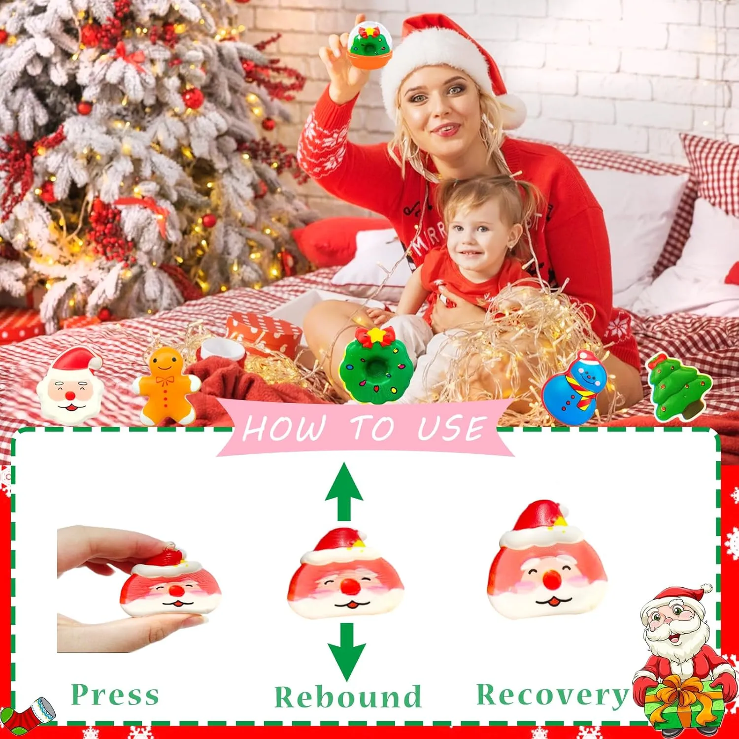 24 Sets Christmas Squishy Stress Toys,24 Slow Rising Relief Stress Foam Squishies with 24 Filler Containers for Xmas Stocking Goodie Bag Stuffers for Kids,Carnival Raffle Prize Gifts Party Favors