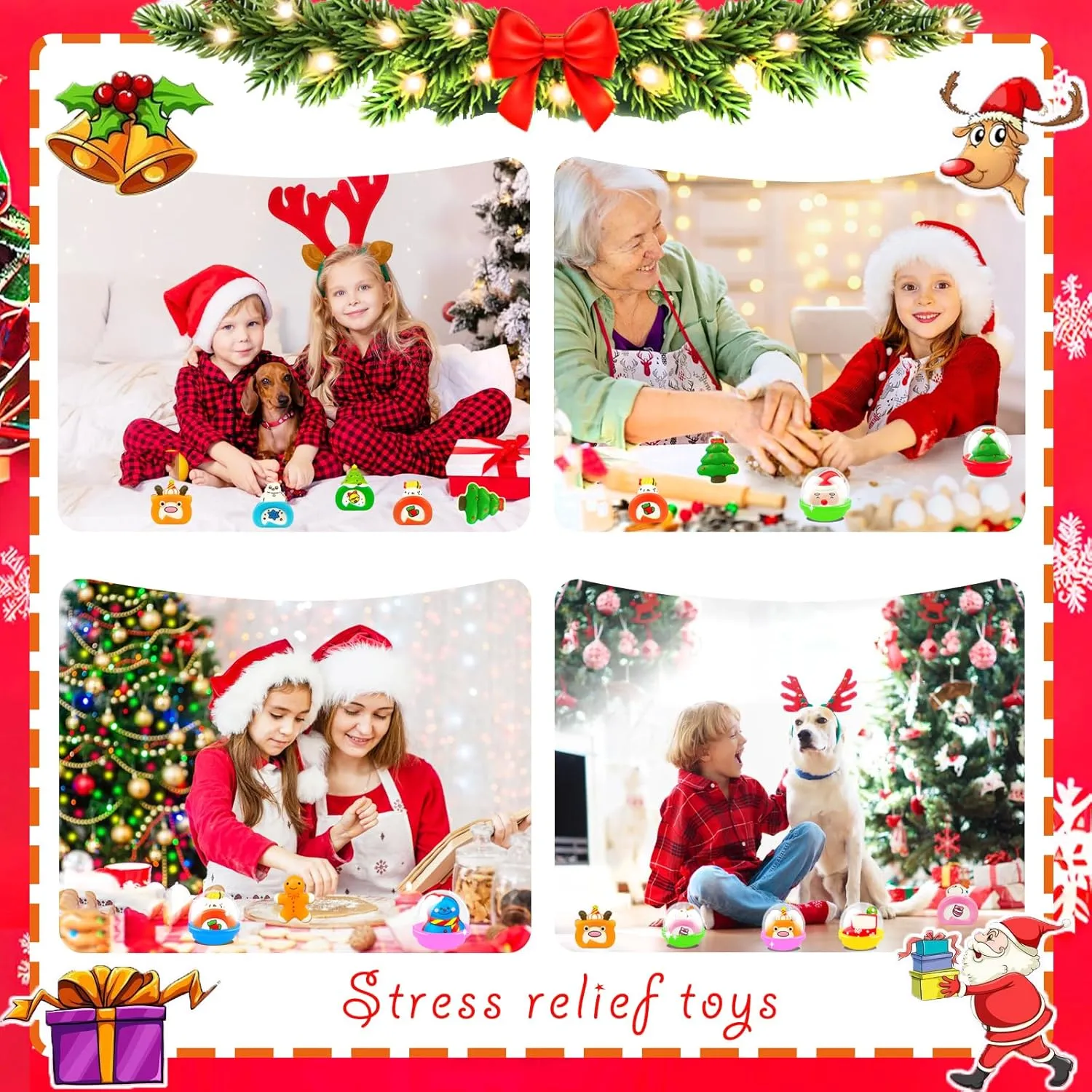 24 Sets Christmas Squishy Stress Toys,24 Slow Rising Relief Stress Foam Squishies with 24 Filler Containers for Xmas Stocking Goodie Bag Stuffers for Kids,Carnival Raffle Prize Gifts Party Favors