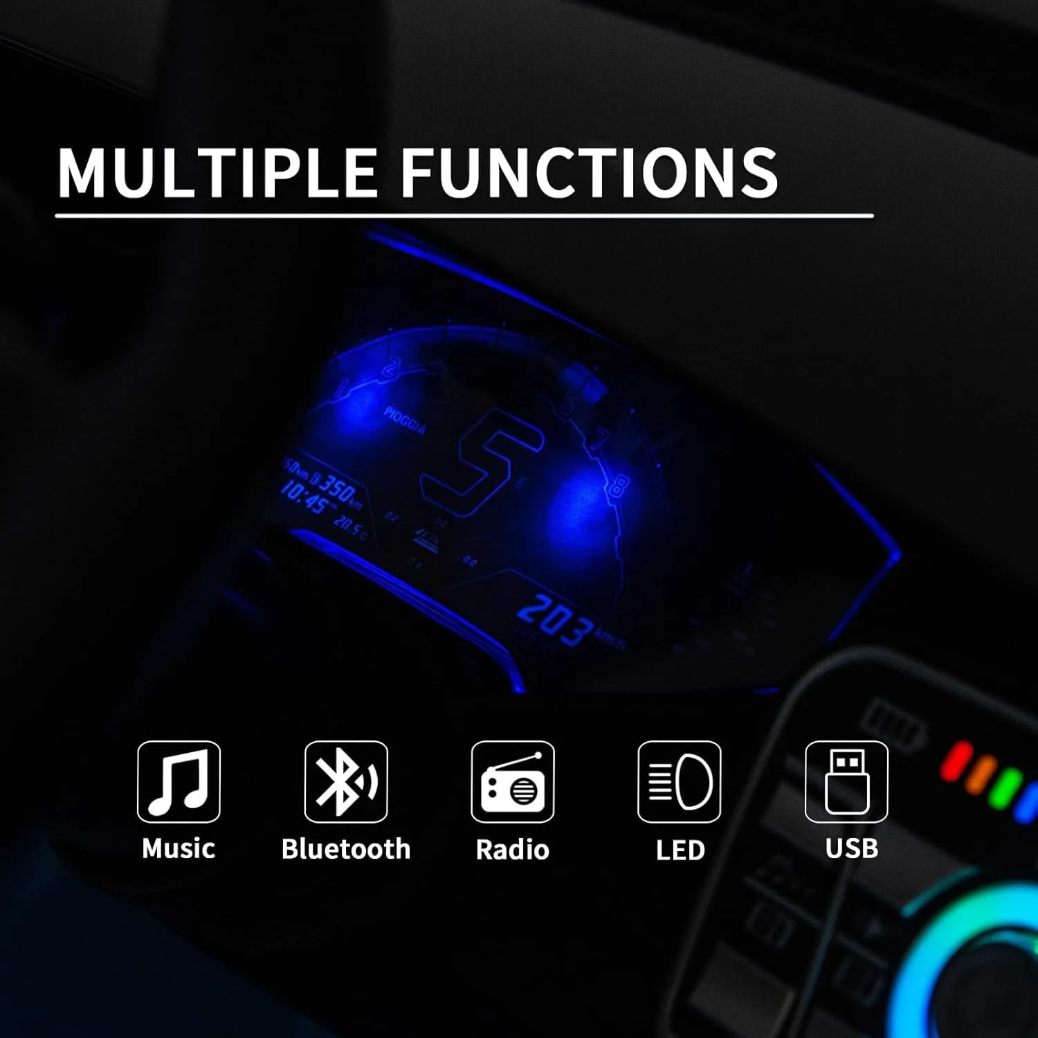 24V Kids Ride on Car, Compatible for Lamborghini Electric Car, 4 Wheels Sports Car Toys with LED Headlights, Remote Control & Hydraulic Doors,(Blue), Large, SUSC-HFTS-555