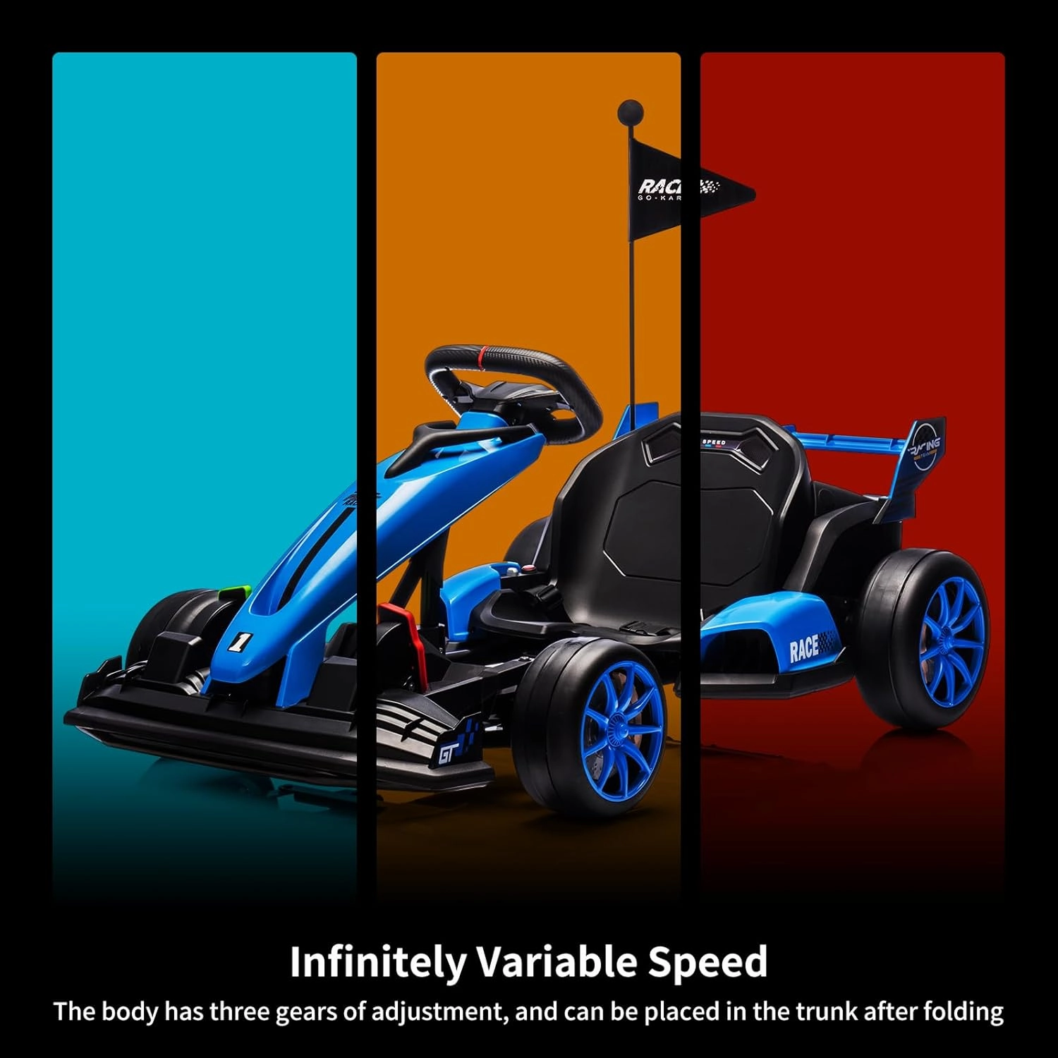 24V Electric Drift Kart for Kids, Ride Car with Adjustable Seat & 8.5MPH Speed, EVA Silent Wheels, Parent-Safety Certified Ride-On Toy