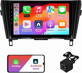 2 32G Android 13 Double Din Car Radio Stereo for Nissan Rogue X-Trail Qashqai 2014-2018 with 10.1" Touchscreen Radio Built-in Wireless Carplay/Android Auto/GPS/Bluetooth/FM/AUX-in/SWC/Camera