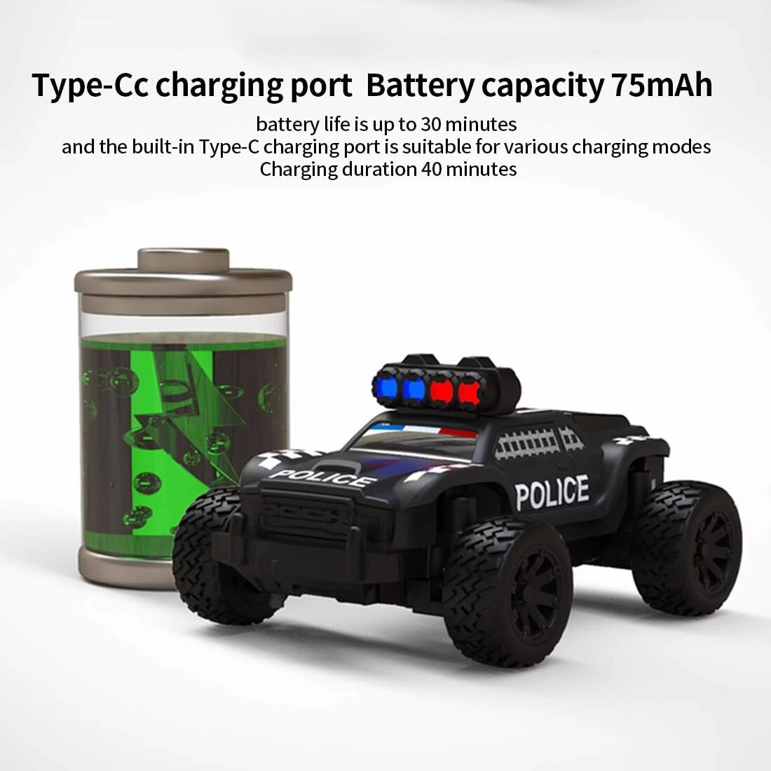 2.4G Turbo Racing Sport Car, 1/76 Scale 3CH Electric RWD RC Drift Car Mini RC Racing Remote Control High-Speed Car for Boys Adults (RTR Version)