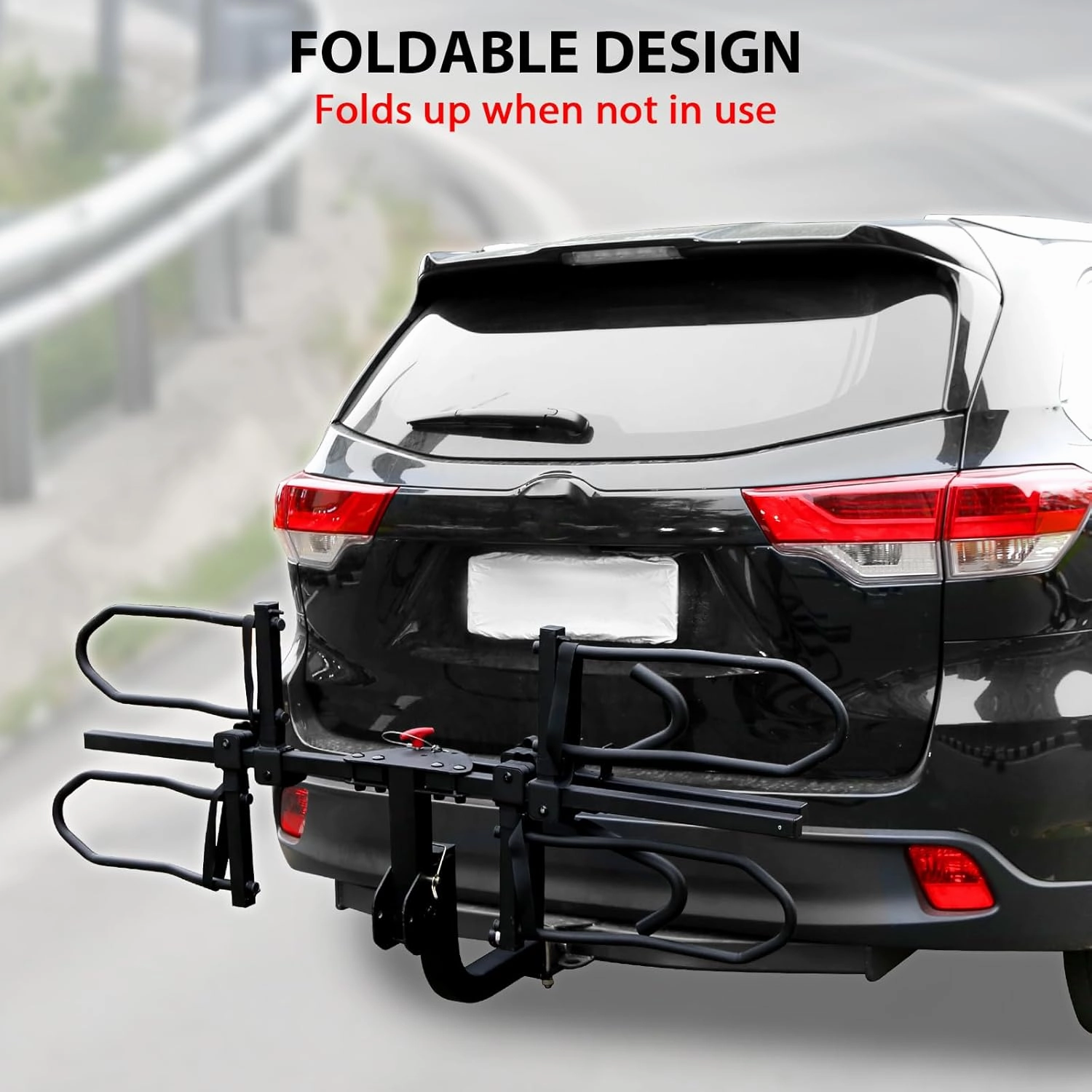2 Bike Rack Hitch Mount Platform Style for Cars Trucks SUVs, 160 lbs Capacity Smart Tilting Folding Bicycle Car Racks Fits Electric Bike with Up to 5" Fat Tires, 2" Receiver