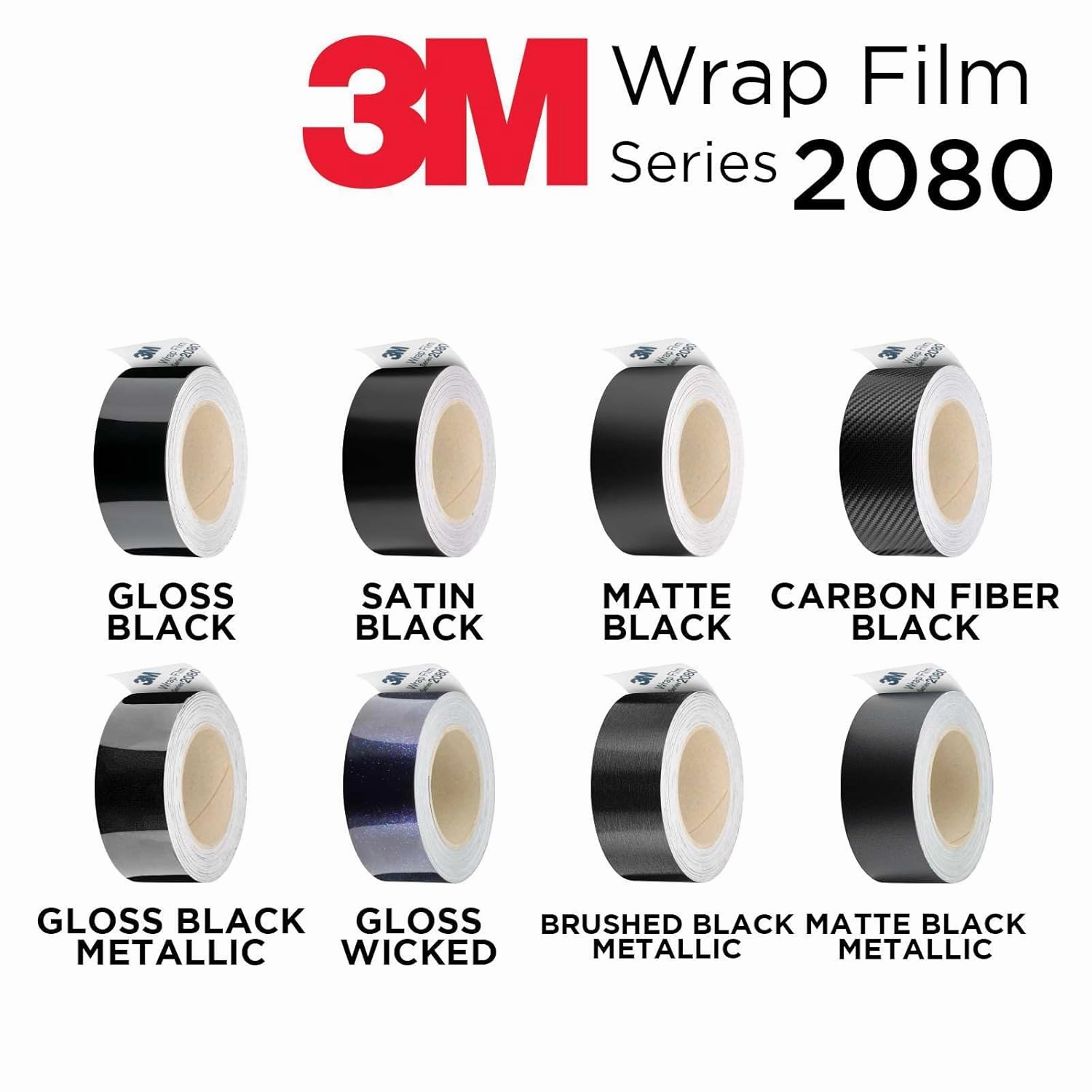2 inches x 25 Feet Matte Black 3M 2080 Vinyl Wrap Kit for Black Out Chrome Delete Window Trim Door Trim with Tool Kit