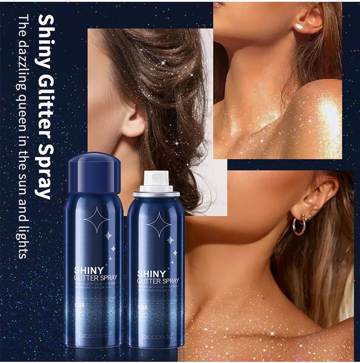 2 Pcs Body Glitter Spray, Perfect Long Lasting Quick Shiny Spray for Music Festival Stage Makeup and Festival Hair and Face Glitter Spray Highlighter Makeup. ﻿