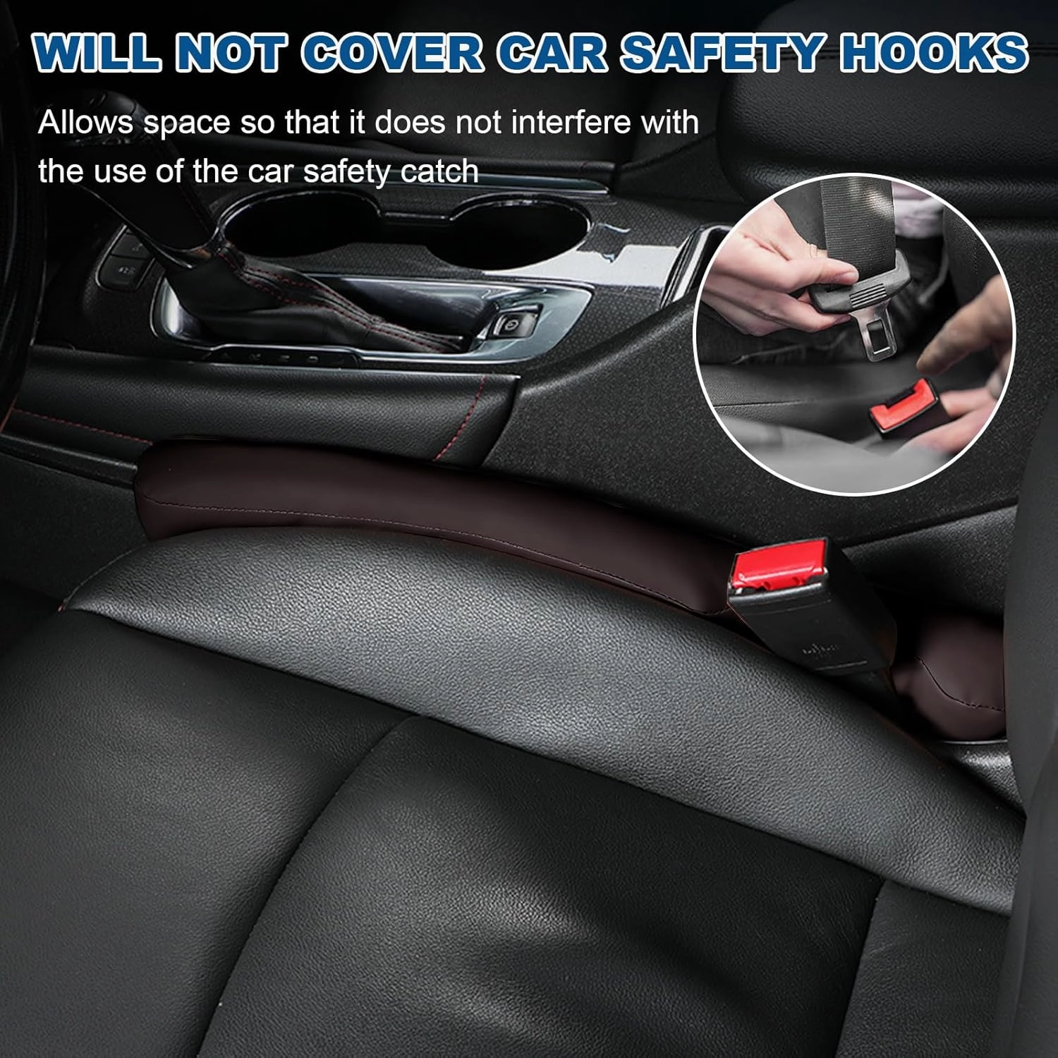 2 PCS Car Seat Gap Filler, Universal Fit Leather Car Seat Gap Plug to Fill The Gap Between Seat and Console, Car Seat Crevice Blocker Stop Things from Dropping, Car Accessories (Coffee)