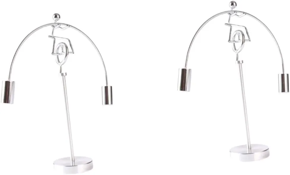 2pcs Unicycle Man Tumbler Ornament Small Iron Balance Cylinder Unique Home Decor Weightlifting Decorative for Birthdays Festivals and Ceremonies