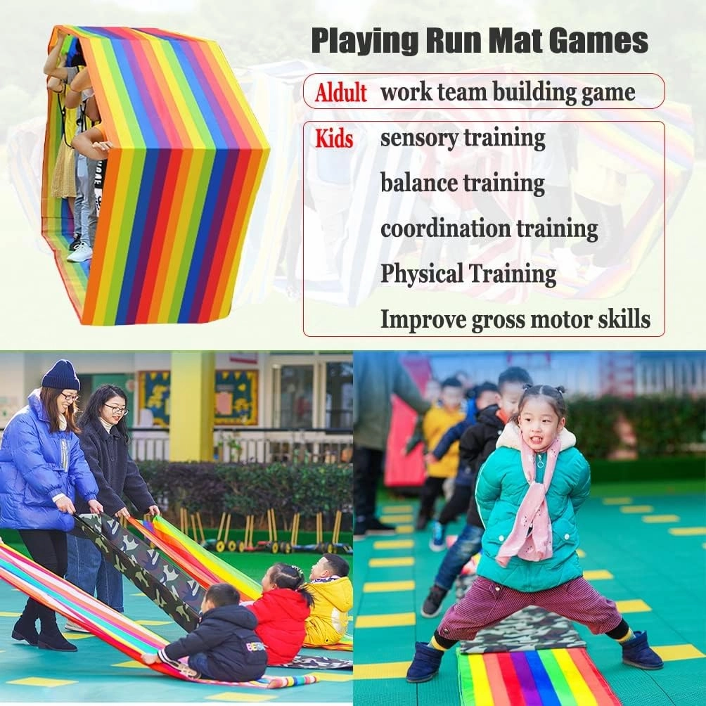 2PCS Indoor Outdoor Teamwork Games Playing Run Mat, 4-20M wear-Resistant | Tear Resistant | Waterproof Oxford Cloth Game Rolling Running Mat (Size : Kids-8M//26FT)