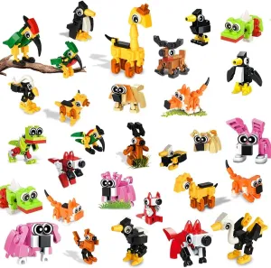 30 Packs Building Blocks Party Favors for Kids, Mini Animals Building Block Sets for Classroom Prizes Birthday Goodie Bag Fillers Valentines Easter Gifts for Kids Boys Girls 4  Year