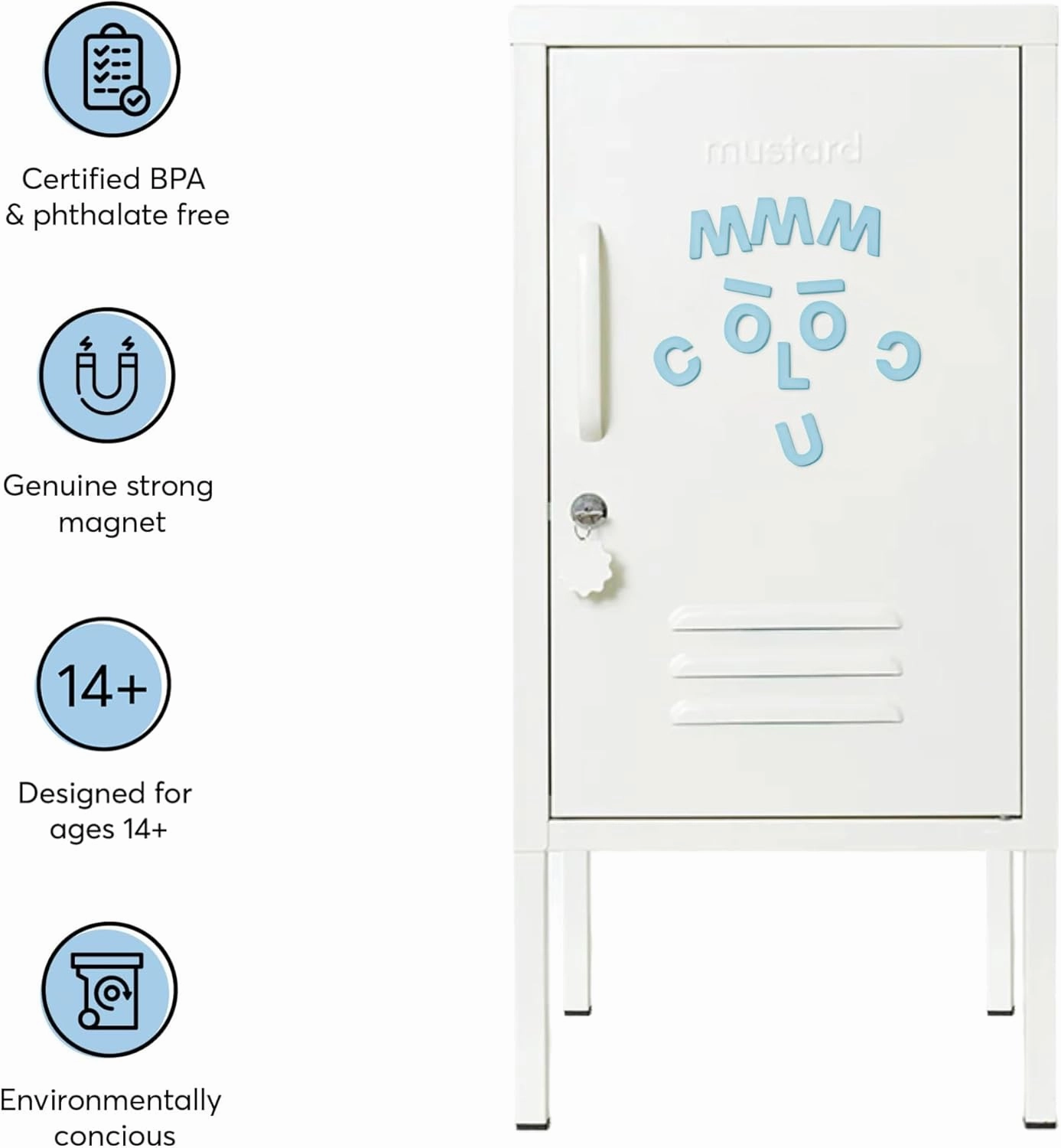 30pcs Magnetic Numbers - Strong Neodymium Magnetic Numbers for Fridge - Award Winning Typeface, Eco-Friendly, Matt Finish for Homes & Offices (Sky)