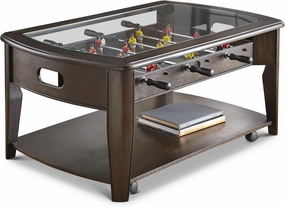 3 Piece Table Set for Fun Family Gatherings, Multifunctional Cocktail and Foosball Table, Stylish Brown Finish