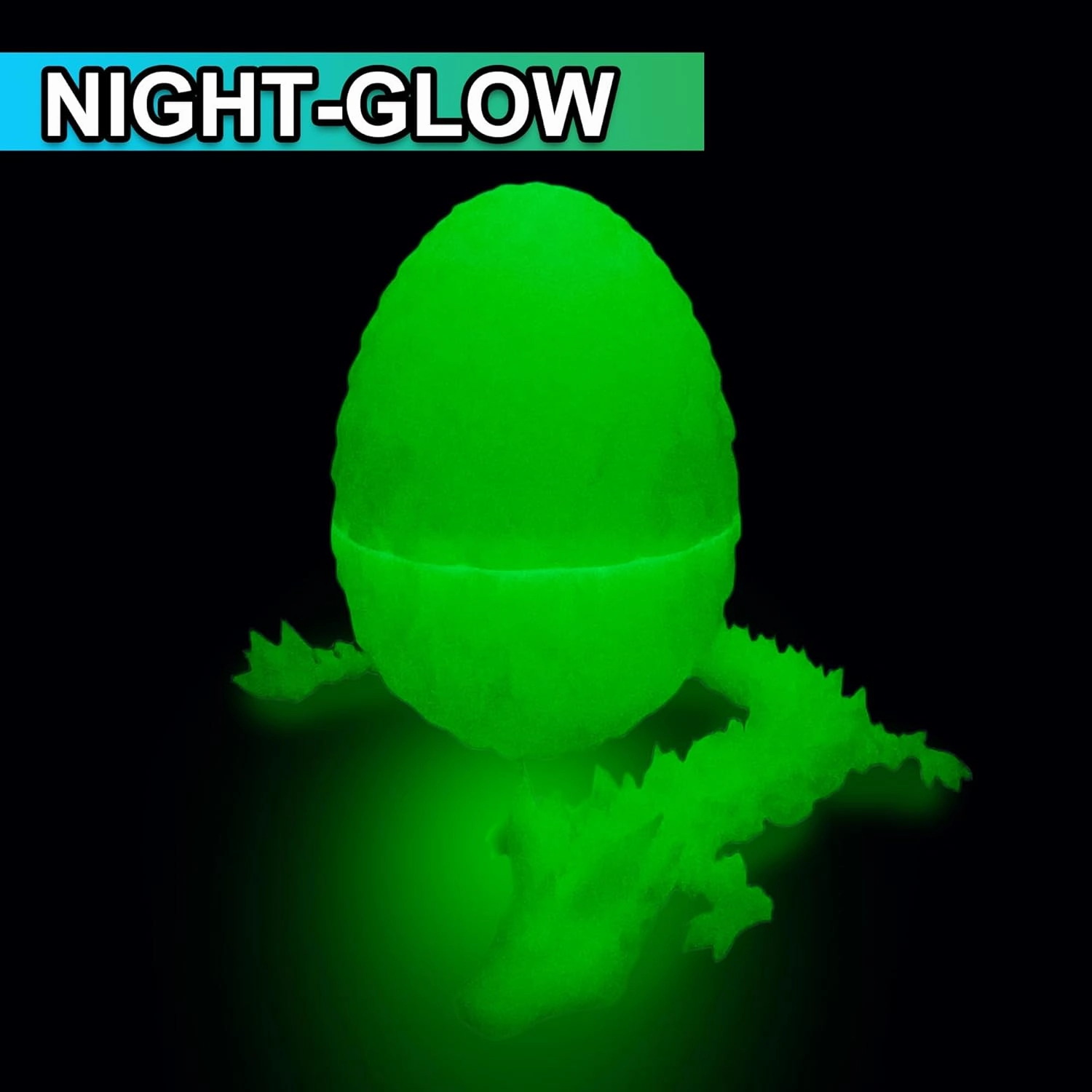 3D Printed Dragon Egg with Articulated Dragon Inside, Fidget Toys for Adults Stress Relief, Unique Home Office Desk Decor Crystal Easter Basket Stuffers (Glow in The Dark)