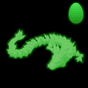 3D Printed Dragon Egg with Articulated Dragon Inside, Fidget Toys for Adults Stress Relief, Unique Home Office Desk Decor Crystal Easter Basket Stuffers (Glow in The Dark)