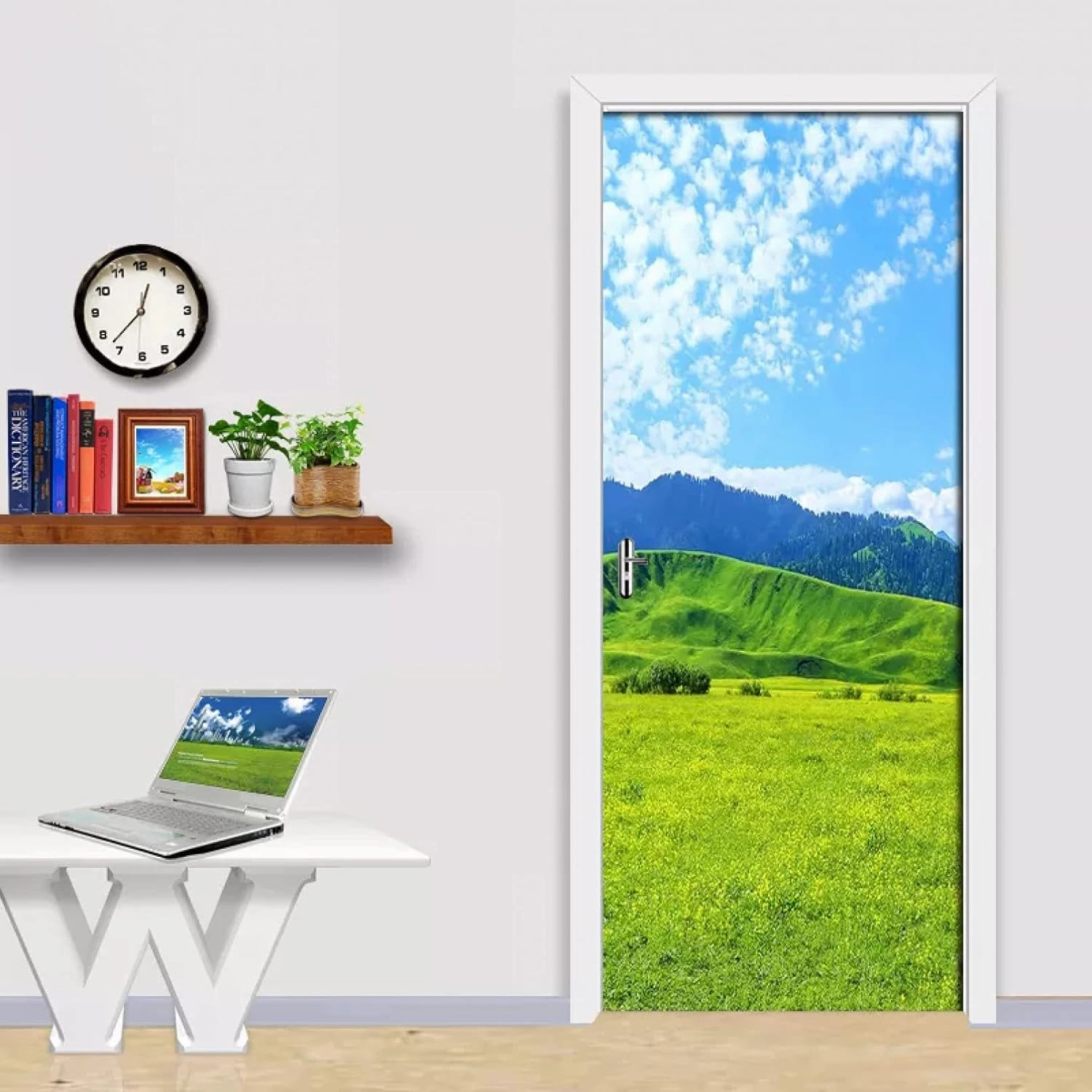3D Waterproof Natural Scenery Prairie Scenery Door Painting Home Decor Decal Self-Adhesive Door Sticker