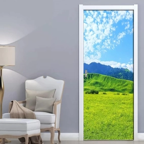 3D Waterproof Natural Scenery Prairie Scenery Door Painting Home Decor Decal Self-Adhesive Door Sticker