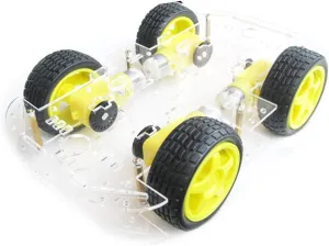 4 Wheel 2 Layer Robot Smart Car Chassis Kits with Speed Encoder for Arduino DIY (Yellow)