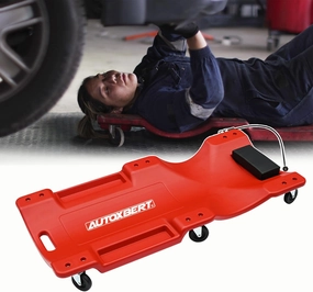 40Inch Mechanic Creeper Repair Tool, Automotive Garage Floor Creeper with LED Light,Padded Headrest,Trays,Casters Under Car for Garage Board Low Profile Vehicle Home Warehouse,330 Lbs Capacity,Red