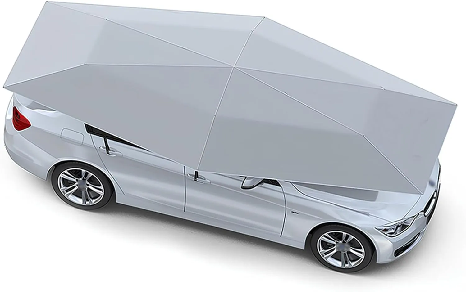4.20m 4.80m 5.20m Semi-Automatic Car Parasol, Portable Outdoor Sunshade, Foldable Outdoor Car Sun Umbrella, Sunshade and Waterproof for Outdoor, Picnic, Camping(Silver,5.20m/17.06ft)