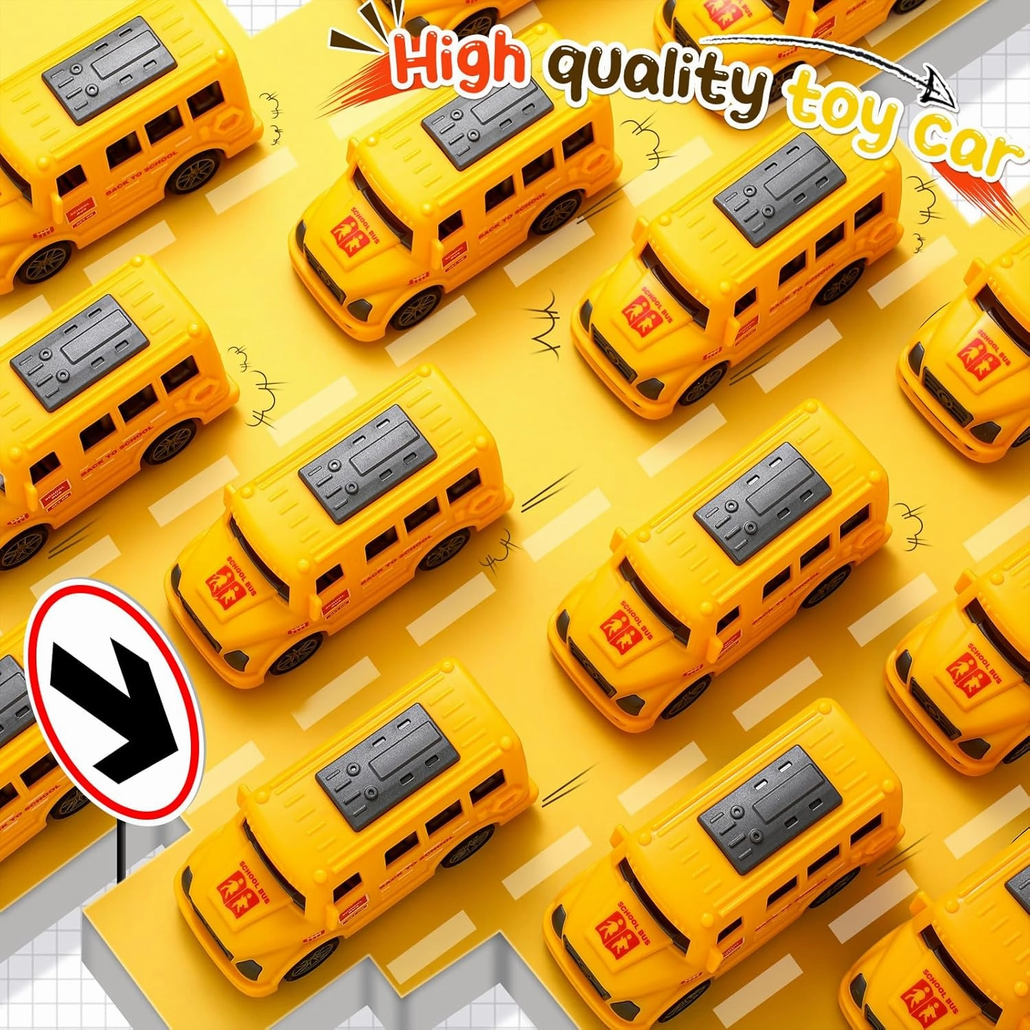 48 Pcs 3.9 Inch Mini School Bus Toy Bulk Plastic Yellow Small Bus Playset Back to School Classroom Gift Party Favor Car for Birthday Party Supplies Favors (Classic)