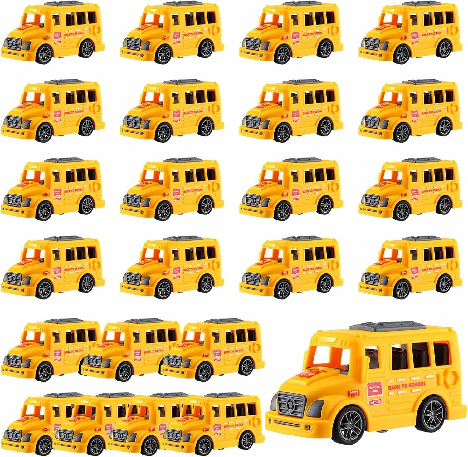 48 Pcs 3.9 Inch Mini School Bus Toy Bulk Plastic Yellow Small Bus Playset Back to School Classroom Gift Party Favor Car for Birthday Party Supplies Favors (Classic)