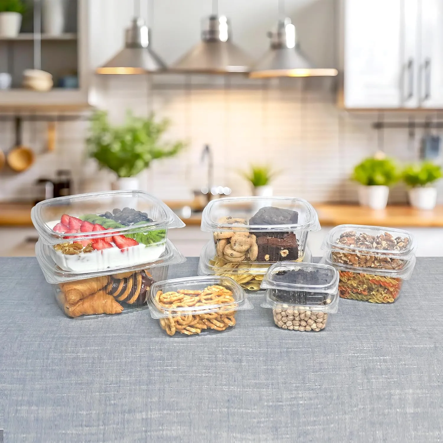 48oz RPET Clear Hinged Lid Deli Container -200Pcs