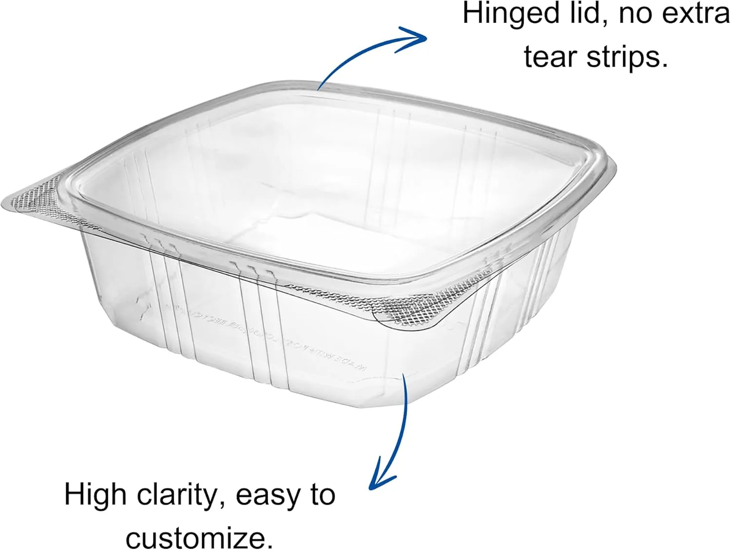 48oz RPET Clear Hinged Lid Deli Container -200Pcs