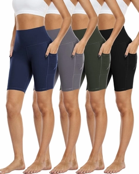 4 Pack Biker Shorts with Pockets for Women High Waist,Womens Athletic Workout Shorts for Summer