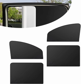 4 PCS Car Window Sun Shade, Heat-insulating Sun-proof Privacy Protection Cover, Window Free Lifting Ventilation Adsorption-type Blackout Curtains, for Cars Foldable Portable Parts (Black)