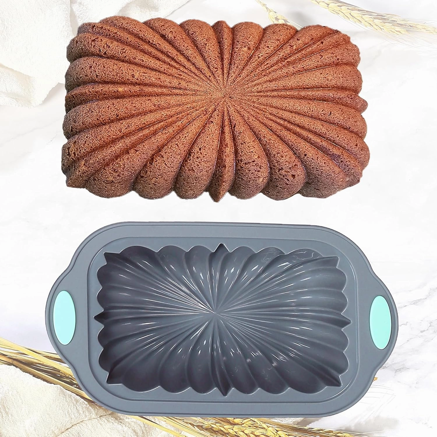 4 Piece Silicone Loaf Pan for Baking Bread, Non-Stick Kitchen Oven Bread Pan, Perfect for Banana Bread, Sandwich Bread, Pound Cake and Meatloaf, 4 Cups, Grey