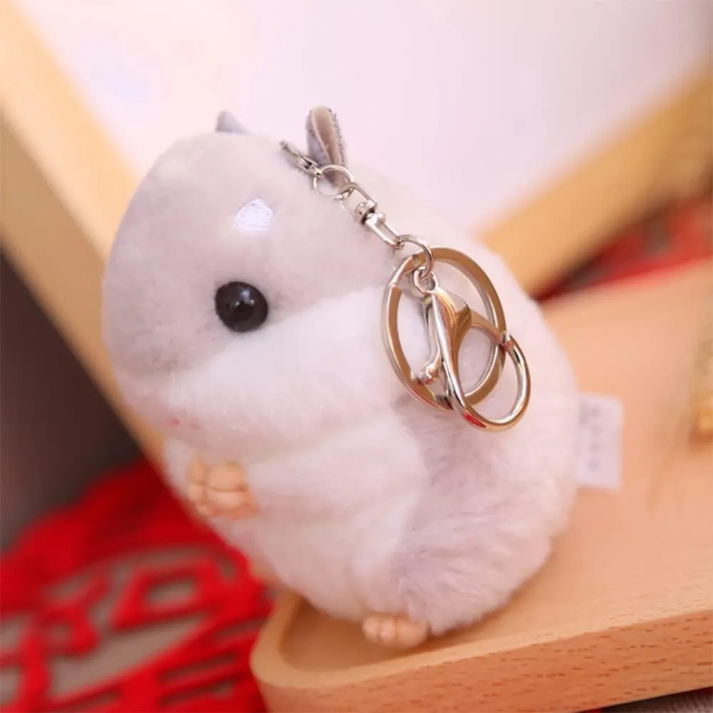 4pcs Cute Hamster Plush Keychain Backpack Pendant Stuffed Animals Keyring Handbag Charms Soft Backpack Accessory