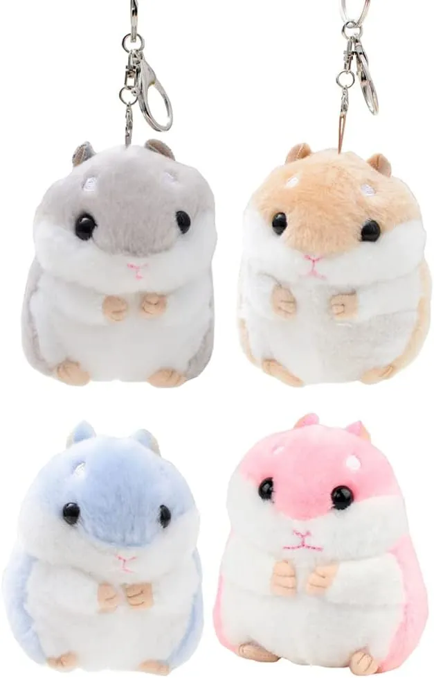 4pcs Cute Hamster Plush Keychain Backpack Pendant Stuffed Animals Keyring Handbag Charms Soft Backpack Accessory