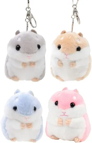 4pcs Cute Hamster Plush Keychain Backpack Pendant Stuffed Animals Keyring Handbag Charms Soft Backpack Accessory
