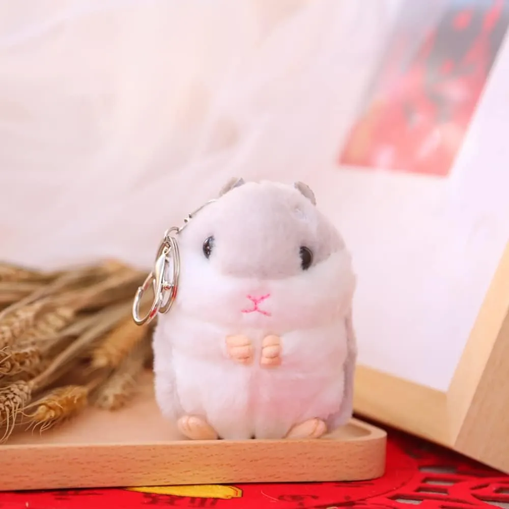 4pcs Cute Hamster Plush Keychain Backpack Pendant Stuffed Animals Keyring Handbag Charms Soft Backpack Accessory
