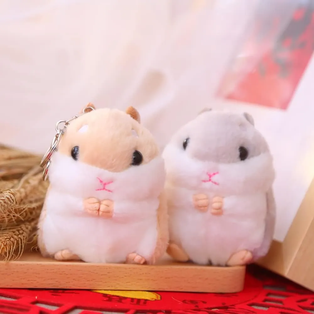 4pcs Cute Hamster Plush Keychain Backpack Pendant Stuffed Animals Keyring Handbag Charms Soft Backpack Accessory
