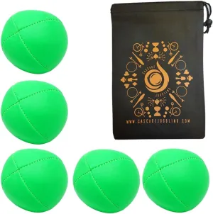 5 x Pro 115g Cascade Neon Classic Thud Juggling Balls & Bag - Set of 5 Juggling Balls (Green)