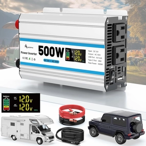 500W Car Power Inverter 12V DC to 110V AC, Car Charger Plug in Adapter Outlet with 2 AC Outlets&PD 36W USB-C&QC 18W Port, Portable Power Converters for Laptop Vehicles Camping Road Trip