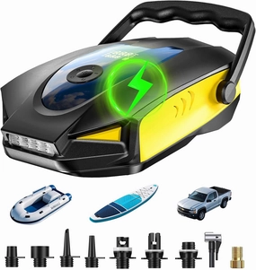 50PSI Paddle Board Pump Electric Portable, 10000mAh Sup Pump with Auto-Off,9 Pump Modes Paddleboard Pump for Stand Up Paddle Board/Car/Kayak/Motorcycle/Bicycle, etc.