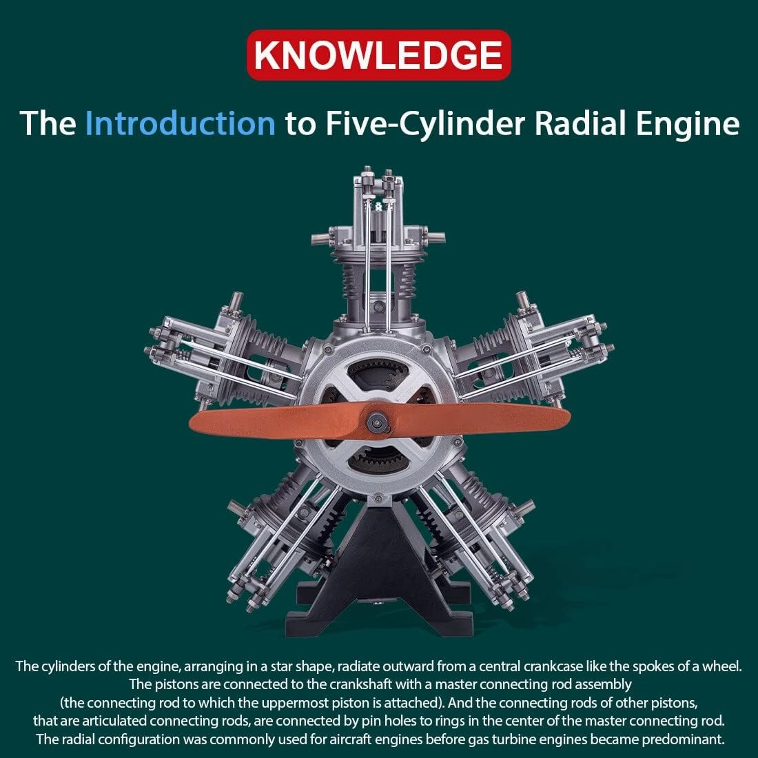 5-Cylinder Radial Engine Kits, 250 PCS 1/6 5-Cylinder Radial Aircraft Engine Simulation Electric Model for Aviation Enthusiasts