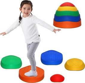 5Pcs Non-Slip Plastic Balance Stepping Stones for kids，Indoor Outdoor Exercise Blocks Promote Coordination, Balance, Skills Obstacle Courses Sensory Toys for Toddlers，sensory toys for kids with autism