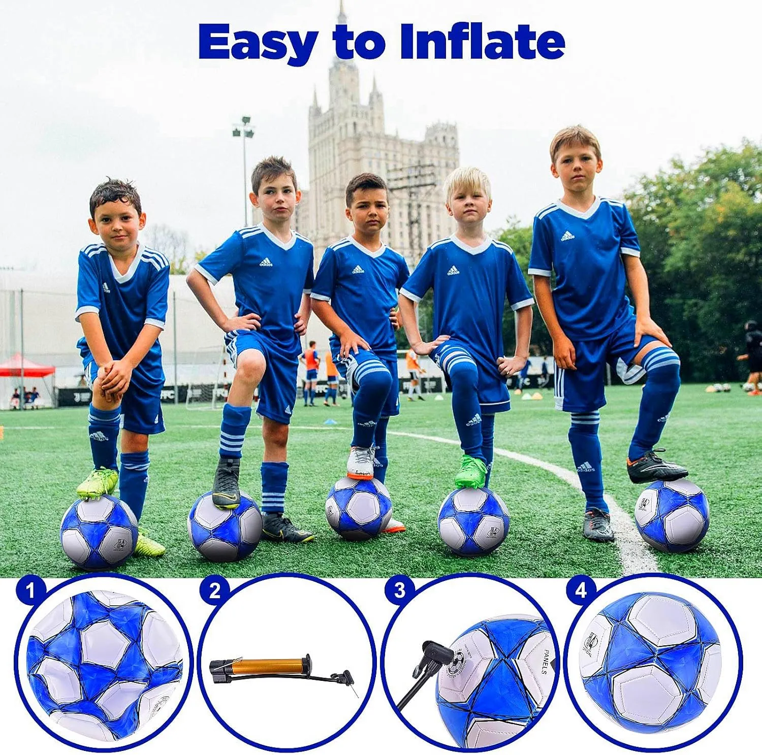 6 Pack Classic deflated Soccer Balls Size 3/4/5 with Pump and Mesh Bag for Indoor Outdoor Lawn Game Training Practice Bulk Sport Gift for Teens Adults
