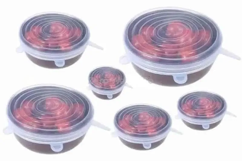 6 Pieces Set Universal Silicone Lids - Stretch Reusable Container Lids BPA Free
