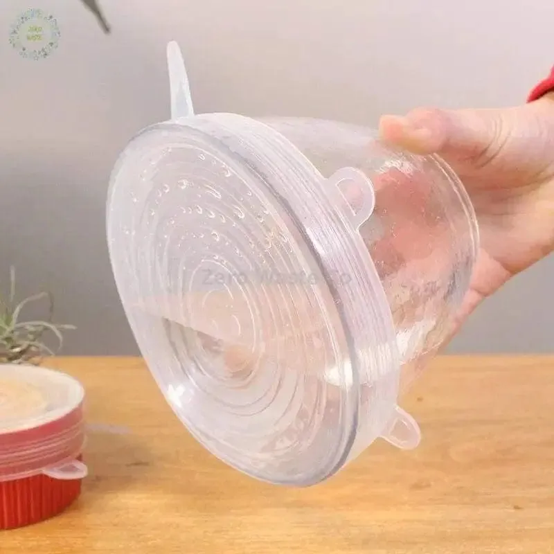 6 Pieces Set Universal Silicone Lids - Stretch Reusable Container Lids BPA Free