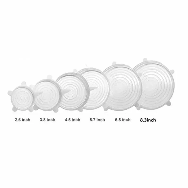 6 Pieces Set Universal Silicone Lids - Stretch Reusable Container Lids BPA Free