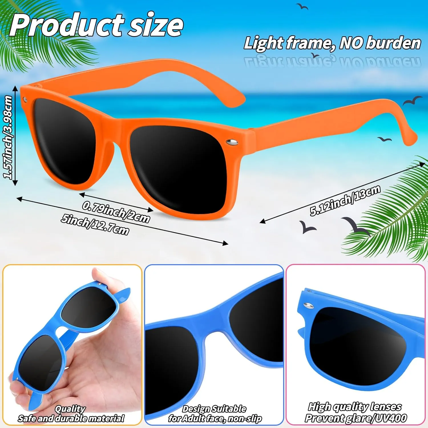 60 Pcs Kids Summer Beach Party Favors Sets- Includes 30 Inflatable Beach Balls Bulk, 30 Neon Sunglasses Bulk, Rainbow Colored Beach Ball Summer Pool Party Toys for Water Games Hawaiian Party