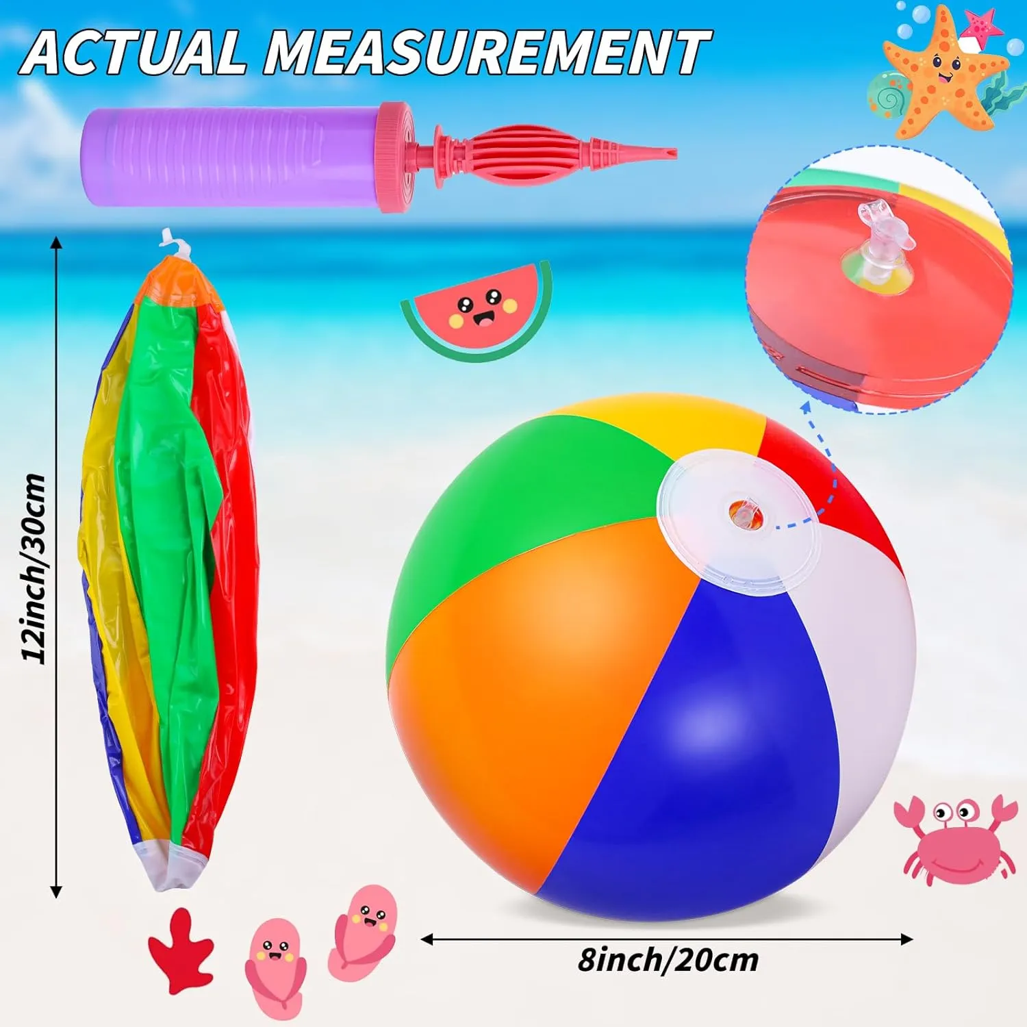 60 Pcs Kids Summer Beach Party Favors Sets- Includes 30 Inflatable Beach Balls Bulk, 30 Neon Sunglasses Bulk, Rainbow Colored Beach Ball Summer Pool Party Toys for Water Games Hawaiian Party
