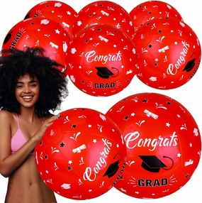 6 Pieces Graduation Giant Inflatable Beach Ball 16 Inch Congrats Grad Sign Beach Ball Inflatable Beach Balls Class of 2025 Party Favors for Summer Pool Beach Games Grad Decoration