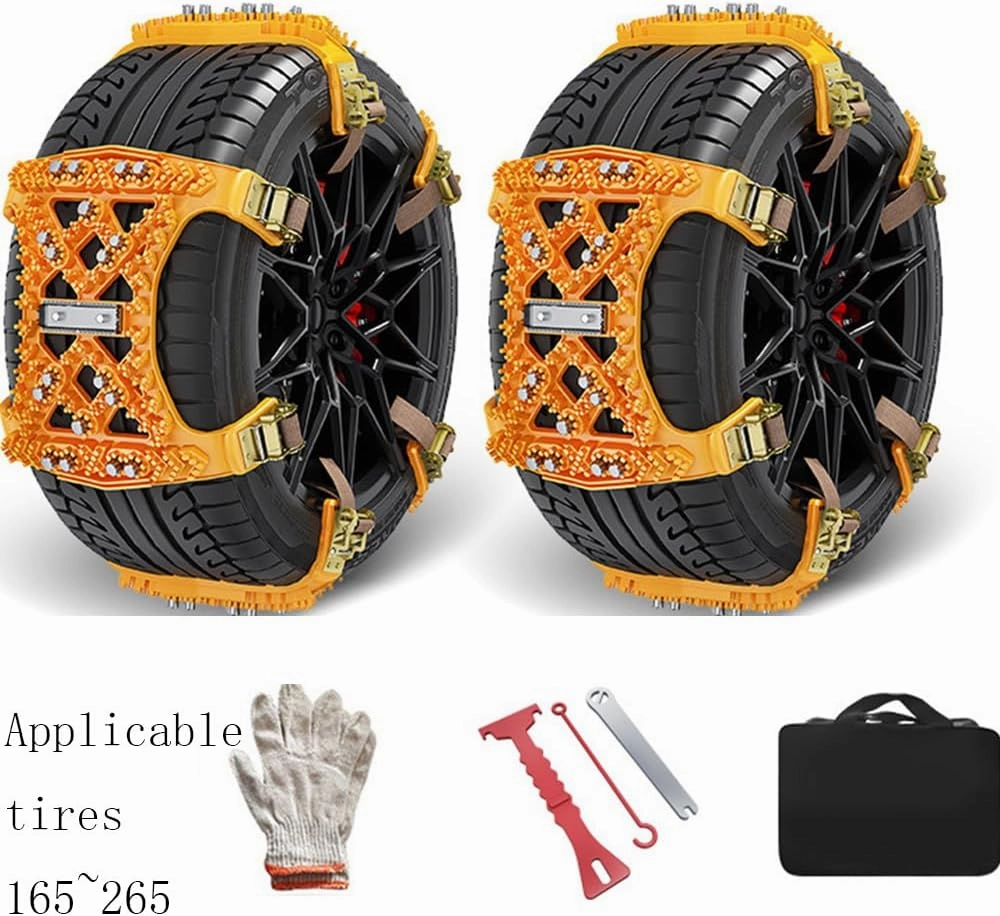 6pcs Car Snow Chains for Smart fortwo/Brabus fortwo C451 A451 Coupé Anti-Skid Protect Portable Tire Chains Universal Emergency Traction Snow Tyre Chains,Yellow